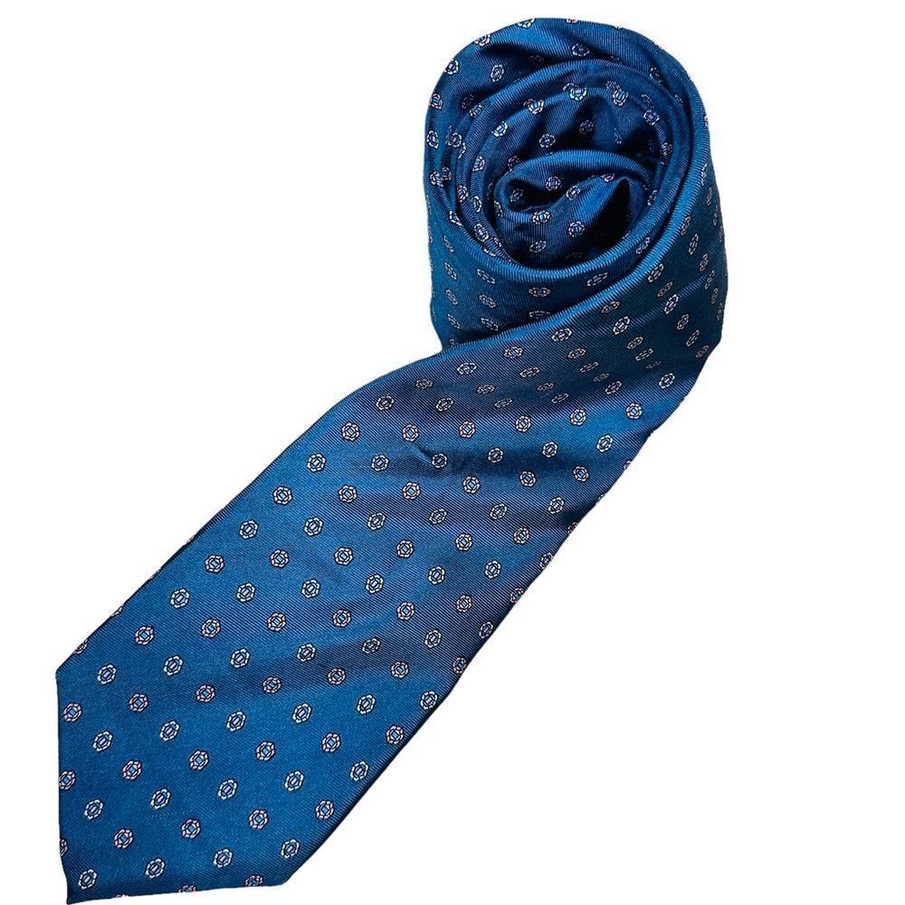Vintage Blue and pink Piero Como Italian Silk Neck Tie
